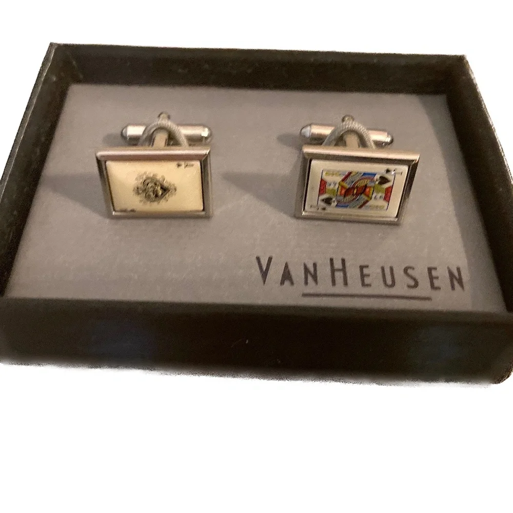 Van Heusen Black Jack Cufflinks  New Old Stock in box.
